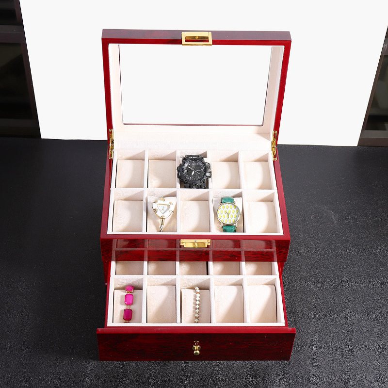 10/20 Grids Wooden Watches Display Case Smyckeskrin Collection Förvaringshållare Box