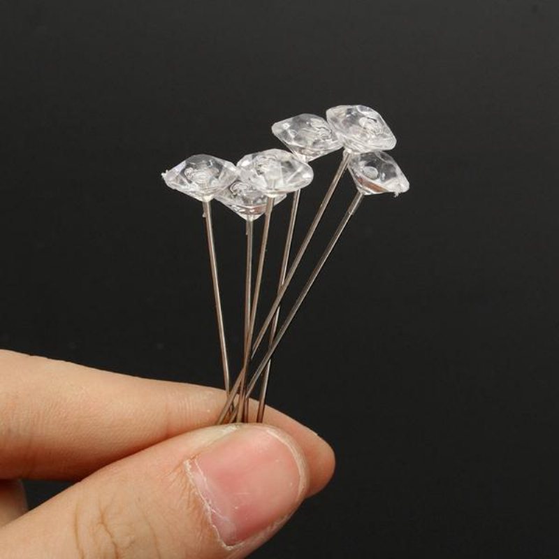 100 St Klara Diamante Blommor Pins Bröllopsbukett Tillbehör Diamond Corsage Florist Craft