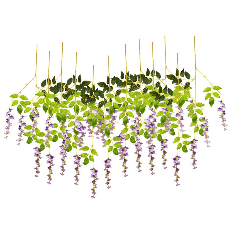 12 St Artificiell Sidenblomma Wisteria Vine Hängande Garland Trädgård Bröllopsdekorationer