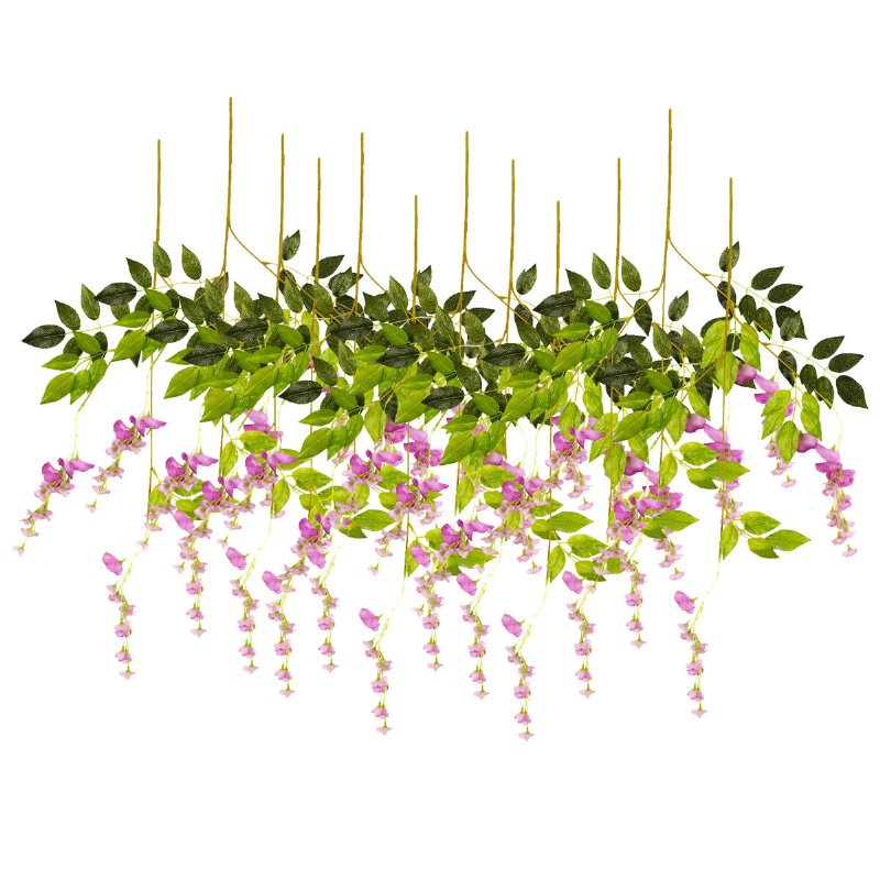 12 St Artificiell Sidenblomma Wisteria Vine Hängande Garland Trädgård Bröllopsdekorationer