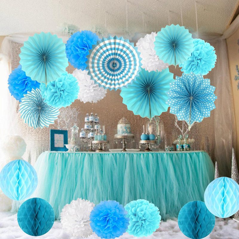 19st Silkespapper Pom Poms Blombollar Pompom För Bröllopsfest Hem Baby Shower Dekorationer