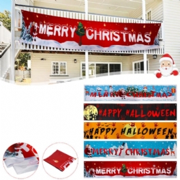 200*36cm Julbannerdekoration Polyestertyg Jul Halloweenprydnader För Utsidan Gott Nytt År