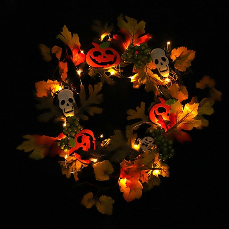 20led Halloween Party Krans Garland Ljus Hem Vägghängande Dekorationer Ornament