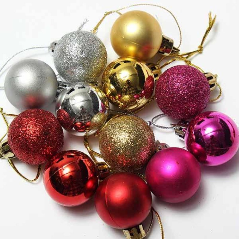 24st Xmas Tree Decoration Christmas Glitter Balls Ornament