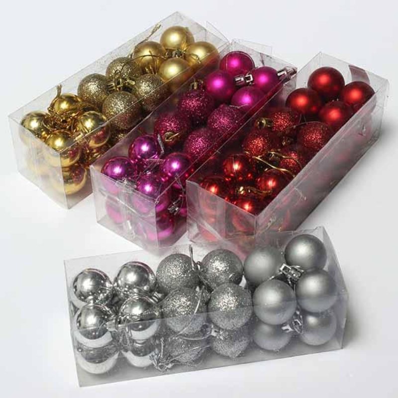 24st Xmas Tree Decoration Christmas Glitter Balls Ornament