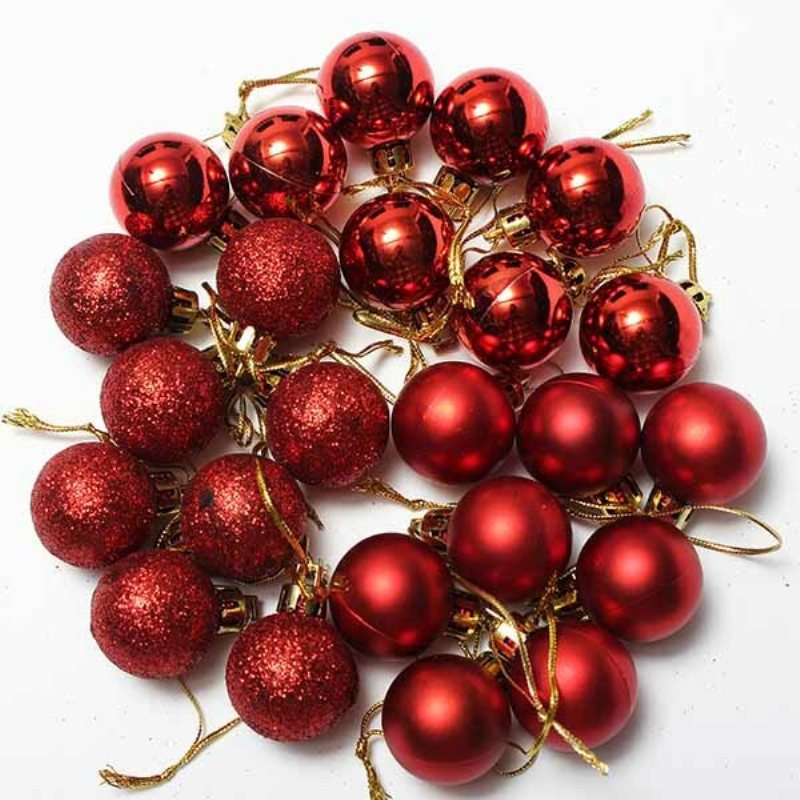 24st Xmas Tree Decoration Christmas Glitter Balls Ornament