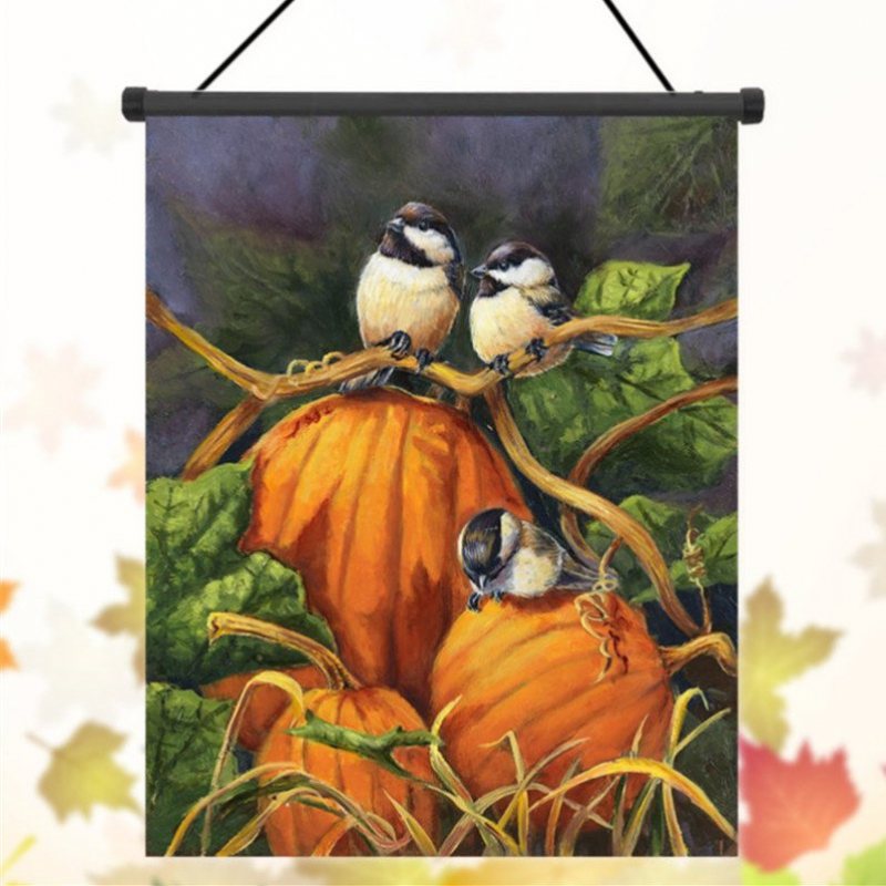 30x45 cm Thanksgiving Polyester Pumpor Fåglar Välkomstflagga Trädgårdshelgdagdekoration