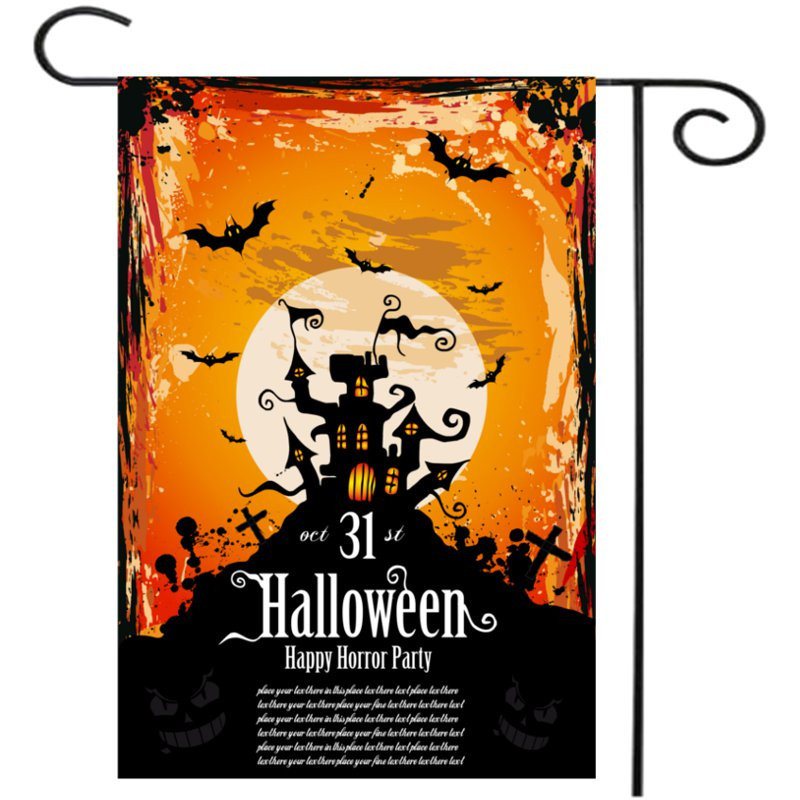 30x45cm Halloween Polyester Svart Slott Fladdermus Flagga Trädgård Holiday Dekoration