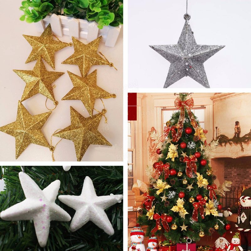 3d Shinny Glitter Star Julgran Topper Xmas Dekoration