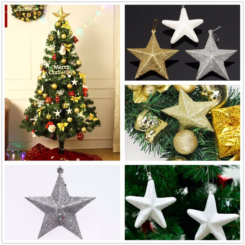 3d Shinny Glitter Star Julgran Topper Xmas Dekoration