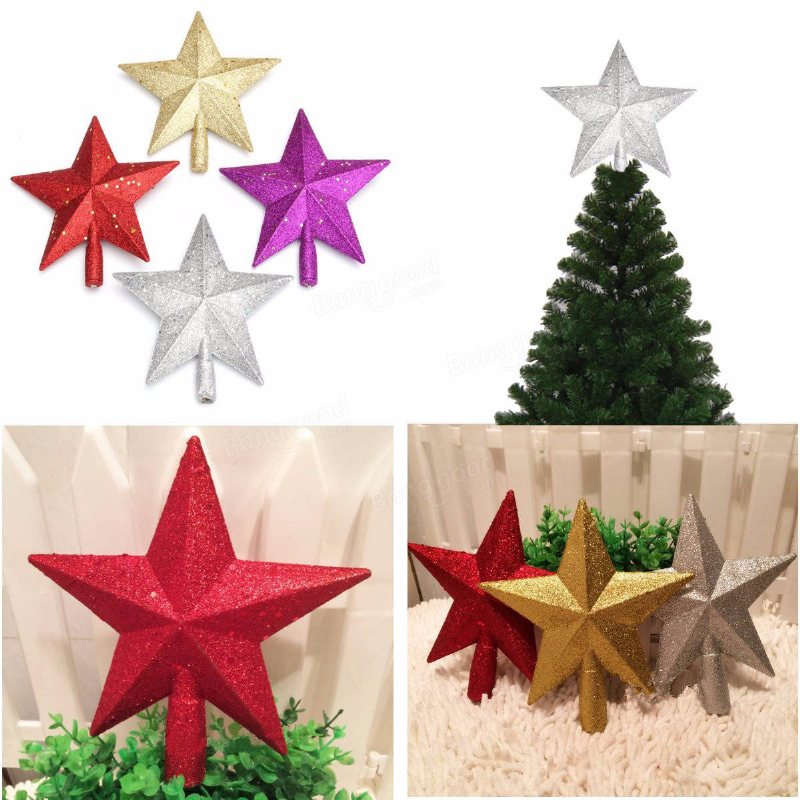 3d Shinny Glitter Star Julgran Topper Xmas Dekoration