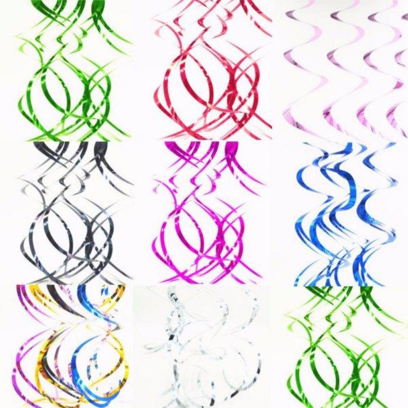 5 St/lot Spiral Pvc-prydnader Festscen Layout Födelsedagsdekorationer Folie Swirls Banner