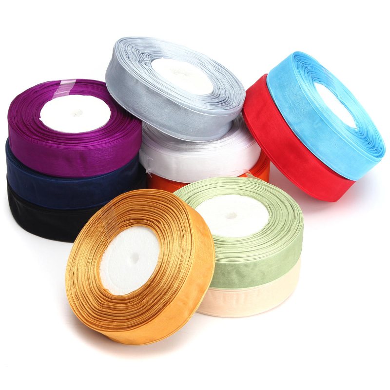 50 Yard 25 mm Transparent Organza Ribbon Bröllopsfest Diy Dekoration