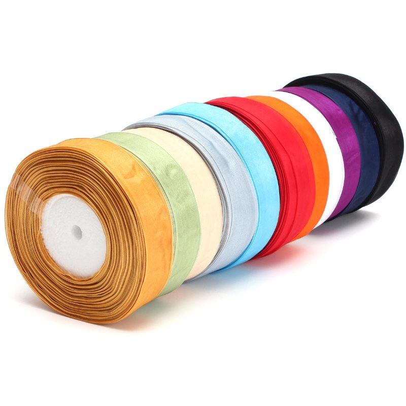 50 Yard 25 mm Transparent Organza Ribbon Bröllopsfest Diy Dekoration