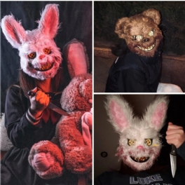 Bloody Killer Rabbit Bear Mask Skrämmande Halloween Plysch Cosplay Skräck