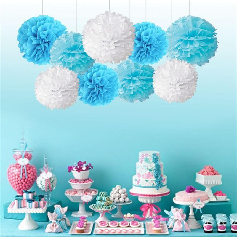 Boy Girl Baby Shower Set Banner Paper Pompom Tofs Garland Födelsedagsfest Dekorationer