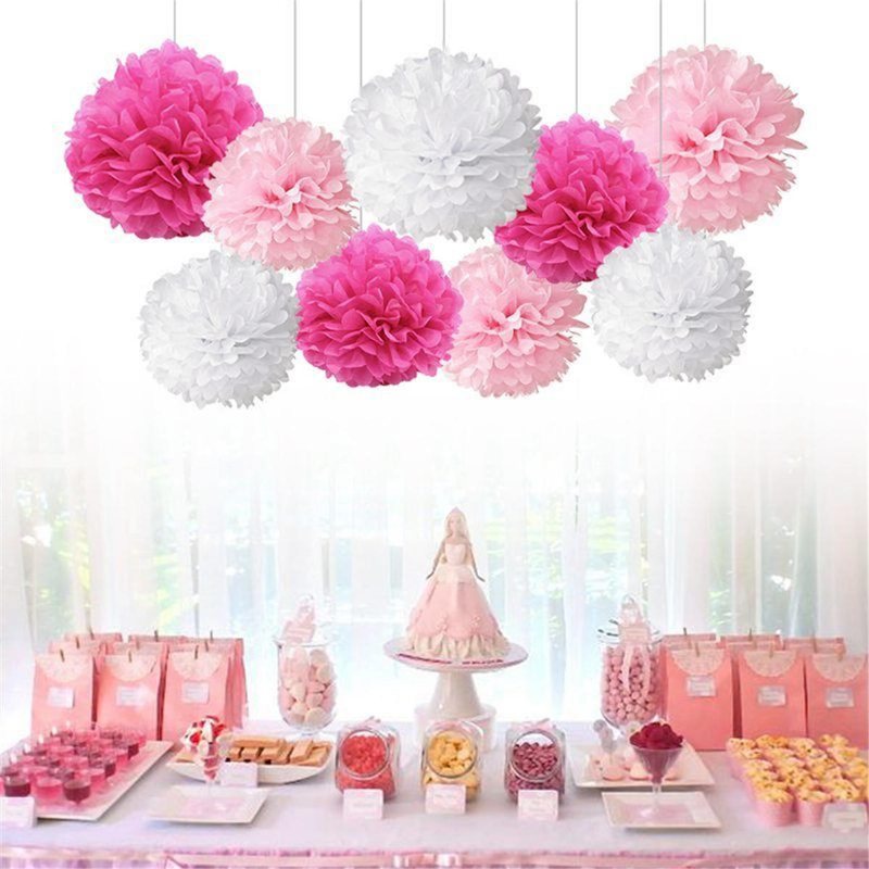 Boy Girl Baby Shower Set Banner Paper Pompom Tofs Garland Födelsedagsfest Dekorationer