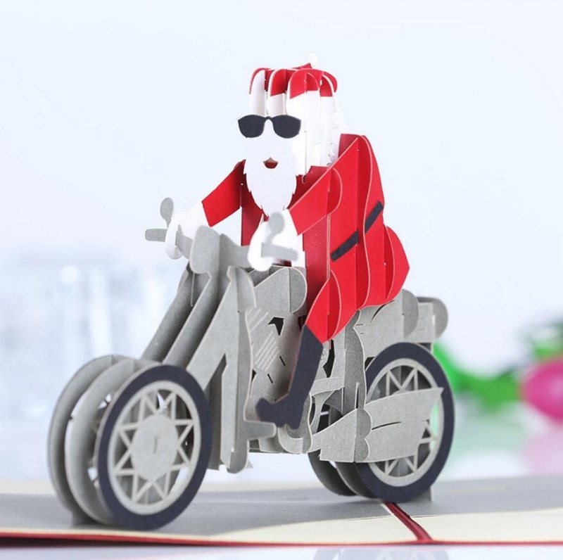 Christmas 3d Motorcykel Santa Claus Pop Up Gratulationskort Julklappsfest