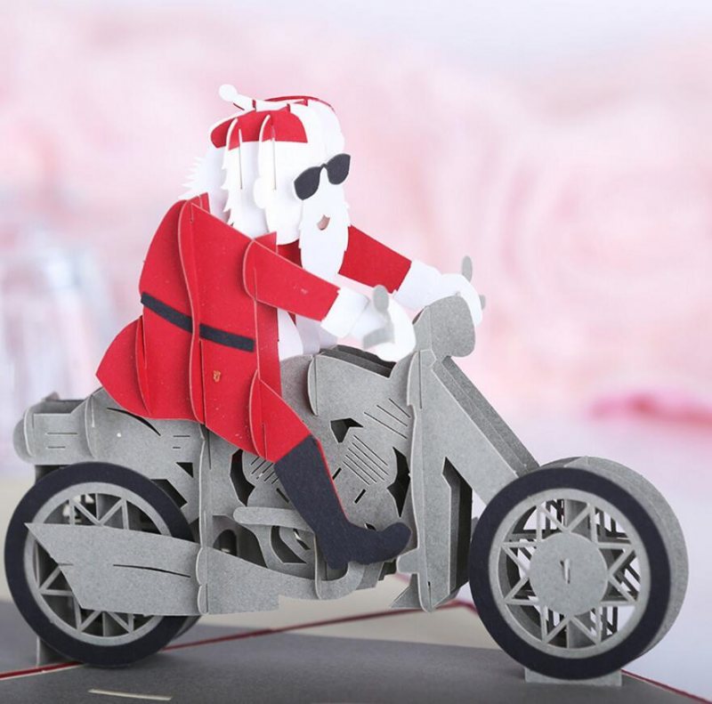 Christmas 3d Motorcykel Santa Claus Pop Up Gratulationskort Julklappsfest