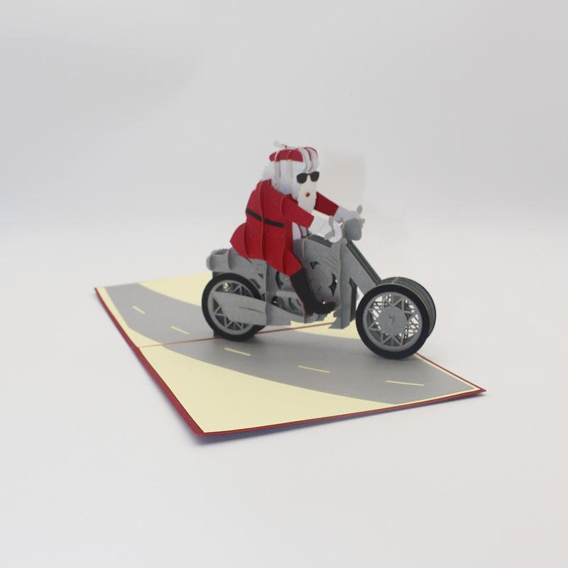 Christmas 3d Motorcykel Santa Claus Pop Up Gratulationskort Julklappsfest