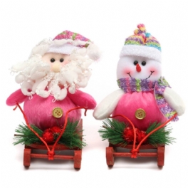 Christmas Santa Clau Snowman Sledding Party Dekor