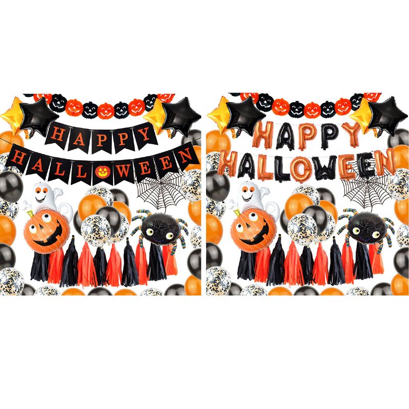 Halloween Ballong Set Brev Flagga Banner Ballnoon Dekoration