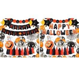 Halloween Ballong Set Brev Flagga Banner Ballnoon Dekoration