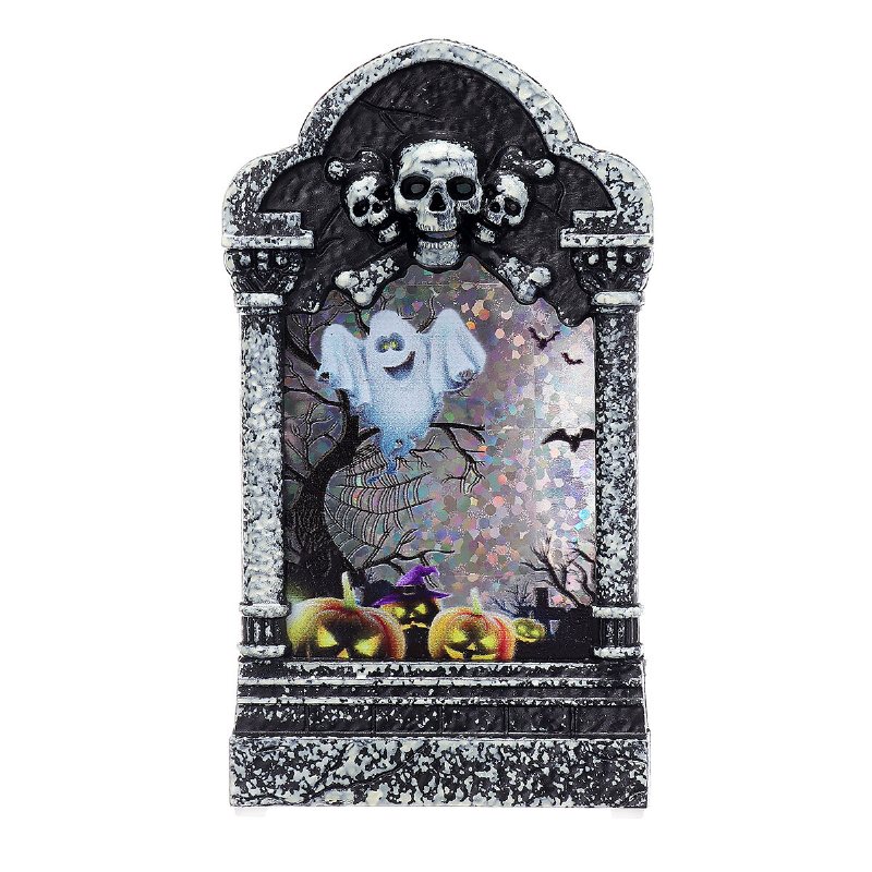 Halloween Led-ljuslampa Skelett Tombstone Castle Plast Rekvisita Party Present Dekor Bordslampa