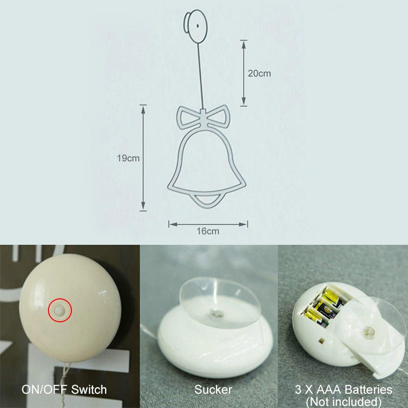 Jul Fönster Pendel Led-ljus Glas Sucker Lamp Hem Juldekorationer Batteridriven