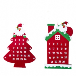 Julgran Adventskalender Filt Tyg Holiday Countdown Christmas Display Dekor