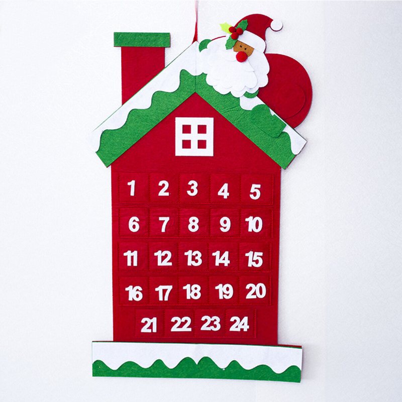 Julgran Adventskalender Filt Tyg Holiday Countdown Christmas Display Dekor