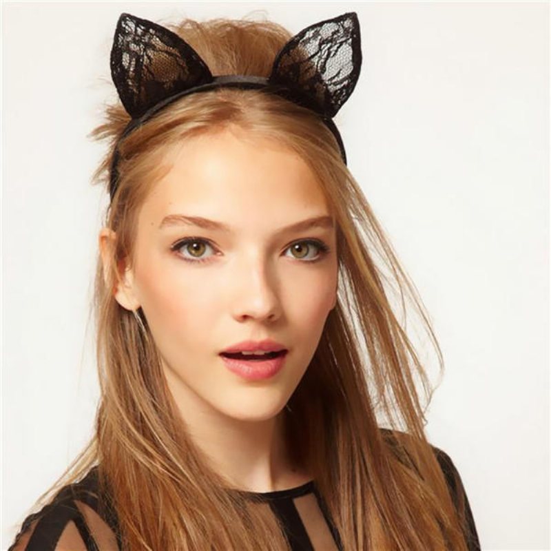 Lace Cat Ears Hårband Party Cosplay Masquerade Headbrand