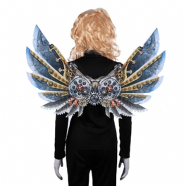 Mardi Gras Steampunk Gear Wings Cosplay Carnival Party Unisex Kostym Wing Rekvisita