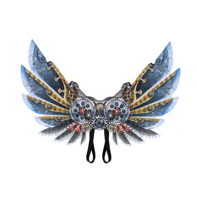 Mardi Gras Steampunk Gear Wings Cosplay Carnival Party Unisex Kostym Wing Rekvisita