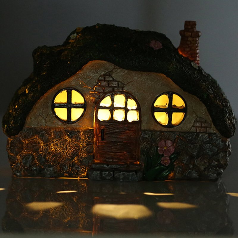 Solar Led Dekorativt Ljus Litet Fairy House Gräsmatta Tak Utomhus Vattentät Trädgård Dekoration