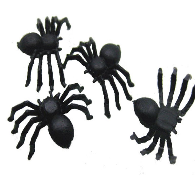 Svart/vit Lysande Spider Halloween Mini Plast Skämt Födelsedagsleksaker Realistisk Liten Diy-dekoration