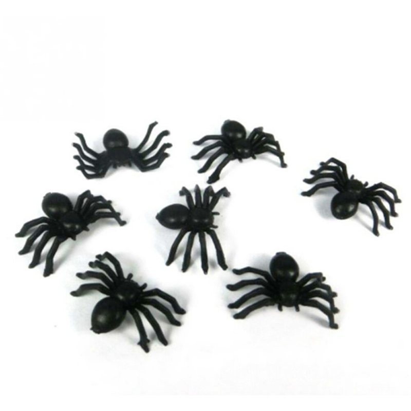 Svart/vit Lysande Spider Halloween Mini Plast Skämt Födelsedagsleksaker Realistisk Liten Diy-dekoration