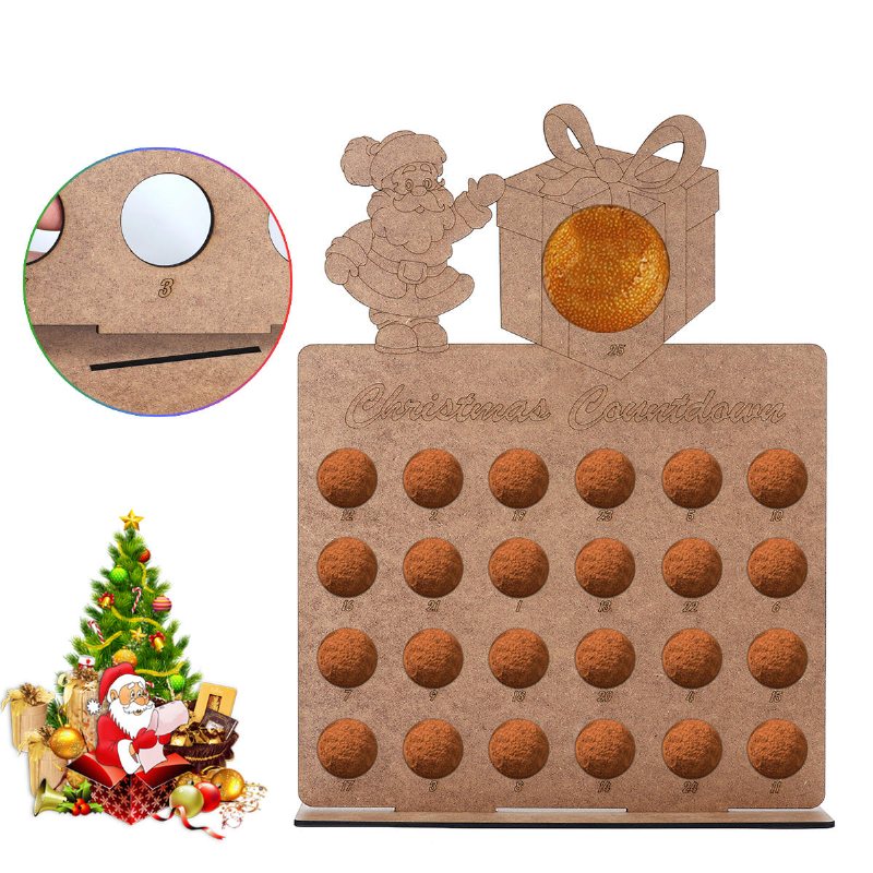 Trä Adventskalender Julgran 24 Chokladställ Stativ Hemdekorationer